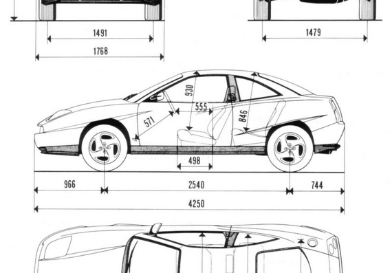 Fiat Coupe 20vt (1999) (Fiat Compartment of 20 W (1999)) are drawings of the car